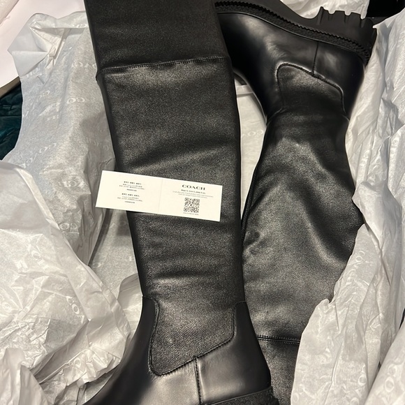 Jolie Coach Black Soft Leather Over Knee Boots - Picture 2 of 9